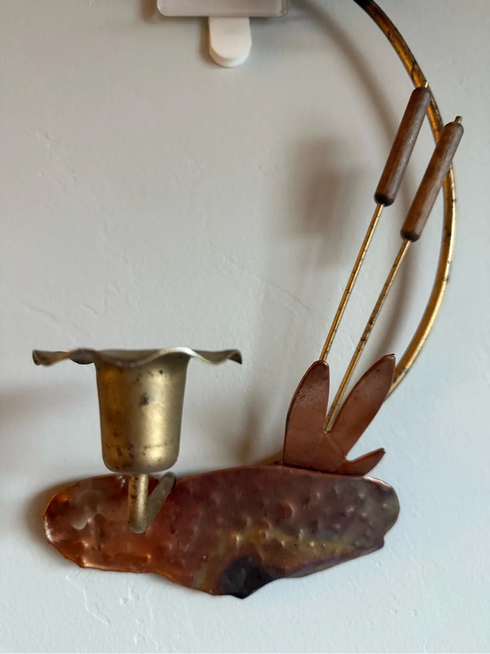 Vintage Brass Flying Geese Wall Art Candle Holder Sconce Mid Century